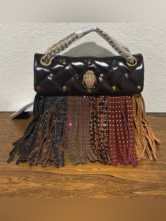 Kurt Geiger Handbags - Kurt Geiger Mini Kensington Leather Fringe Crossbody Bag with Multicolor Studs